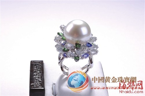 珍珠戒指，珍珠直徑14mm