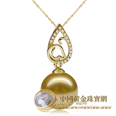 祺福珍珠工廠真供 18K黃金鑲鉆鑲珍珠  時尚珍珠吊墜