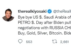 “拜登犯罪家族摧毀美國”！《富爸爸窮爸爸》作者：再見美元 “購買黃金、白銀”