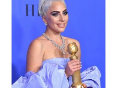 Lady Gaga佩戴蒂芙尼高級珠寶閃耀金球獎